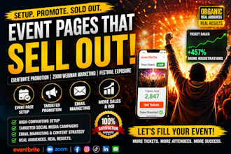 setup and promote event, eventbrite, zoom webinar, festival, concert