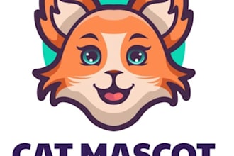 design circular cartoon dog, cat, animal logo or sticker