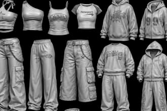 create realistic 3d garments and mockup designs for second life clothing brands