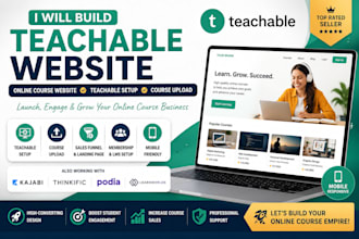 build teachable website online course website, teachable setup and course upload