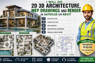 do 2d 3d architecture mep drawings render in autocad or revit