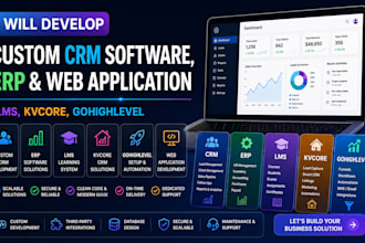 develop custom crm software, erp and web application, lms, kvcore, gohighlevel