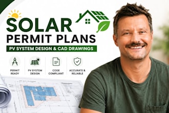 solar permit plan drawings, pv system technical drawings, renewable cad