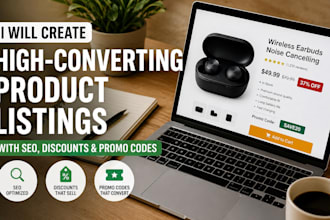 create high converting product listings with SEO, discounts, and promo code