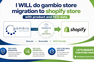 do gambio store migration to shopify store with product and SEO data