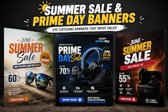 design summer sale and prime day banners for your store