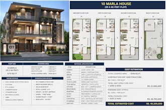 design modern house floor plan with 3d elevation