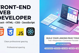 front end developer landing page design development react HTML CSS javascript