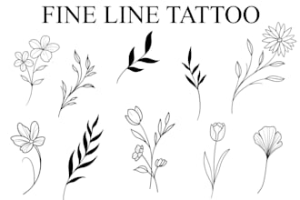custom minimalist tattoo designs with body placement mockups fine line