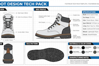 do boot design shoe tech pack footwear technical drawing for manufacturing