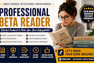 be your professional beta reader and provide detailed honest book feedback