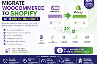migrate woocommerce to shopify with SEO 301 redirects