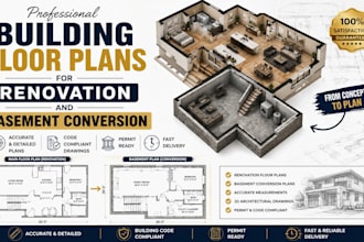 design building floor plans for renovation and basement conversion
