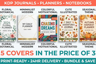 design a professional KDP journal planner or notebook cover