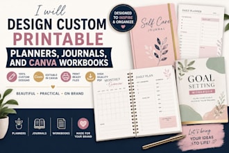 create printable and editable journals, planners, and workbooks in canva