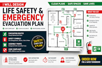 design code complaint life safety plan and emergency evacuation plan exit plan