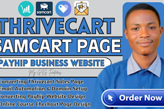 do thrivecart sales page samcart landing page payhip checkout page online course