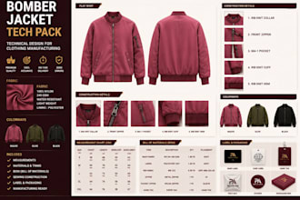 create factory ready tshirt and streetwear tech pack for clothing brand