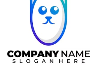 design minimalist cute cat, dog, animal and pet logo