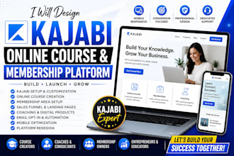 design kajabi website, online course and membership platform