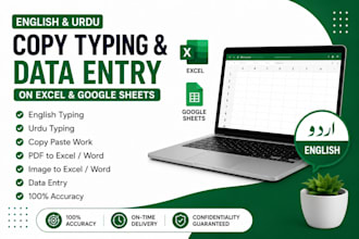 do data entry, copy typing, excel, ms word and google sheets