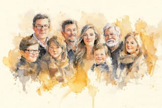 paint a family watercolor portrait painting