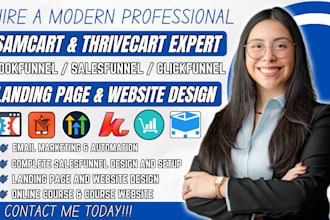 samcart thrivecart sales funnel, samcart landing page, online course and website