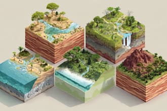 draw high quality vector or isometric map illustrations