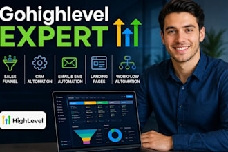 build gohighlevel CRM automation workflow funnel website landing page expert