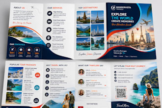 design tourism brochures, travel flyers, flyer design, trifold, bifold brochures