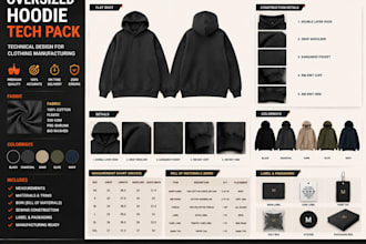 create professional hoodie and sweatshirt tech pack for factory production
