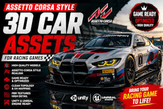 create assetto corsa style 3d car assets for racing games