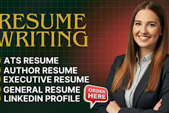 write an ats optimized writer resume, CV and cover letter for authors
