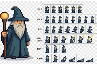 pixel art sprite sheet 2d pixel art character animation game art rpg game asset