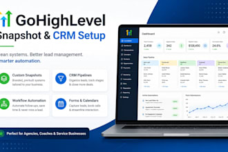 create gohighlevel snapshot, CRM setup, pipelines and automations
