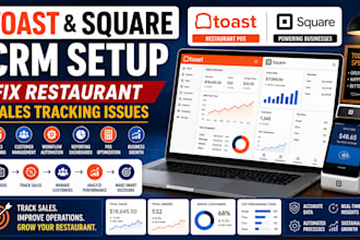 set up toast and square CRM for restaurant sales tracking issues