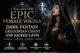 record epic female vocals, dark fantasy, gregorian chant and sacred latin