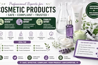 do ingredient review, toxicology report, stability report for cosmetic product