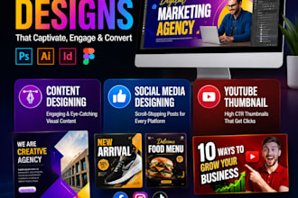 design social media posts, content designs and youtube thumbnail