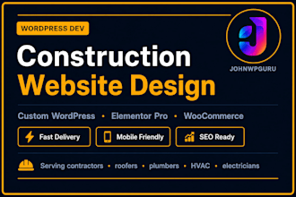 build a professional construction, roofing, contractor, plumbing website
