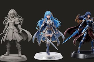create 3d anime character figure, toy, action figure, diorama in blender