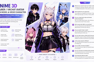 create anime 3d vtuer vrchat avatar vrm model and vroid