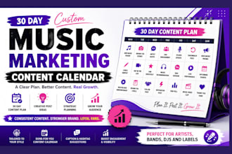 create a 30 days music marketing content calendar