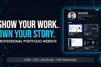 build a custom responsive portfolio website in HTML CSS js