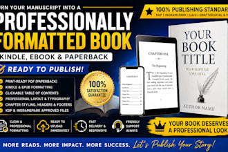 book formatting for kindle, ebook, and paperback ready to publish