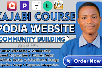 do podia website, podia online course, kajabi course website, community building