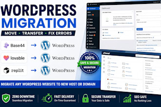 migrate wordpress to new host base44 to wordpress fix migration lovable  replit