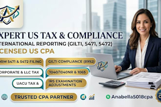 prepare and file us tax return as licensed cpa form 5471, 4626, 4547, 8992, 1042