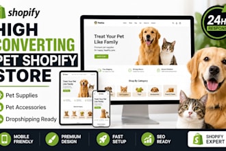 design shopify pet store, pet supplies dropshipping store, shopify pet website
