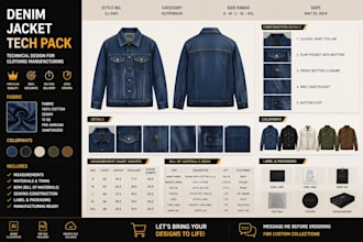 create factory ready garment and dress tech pack for clothing tech production